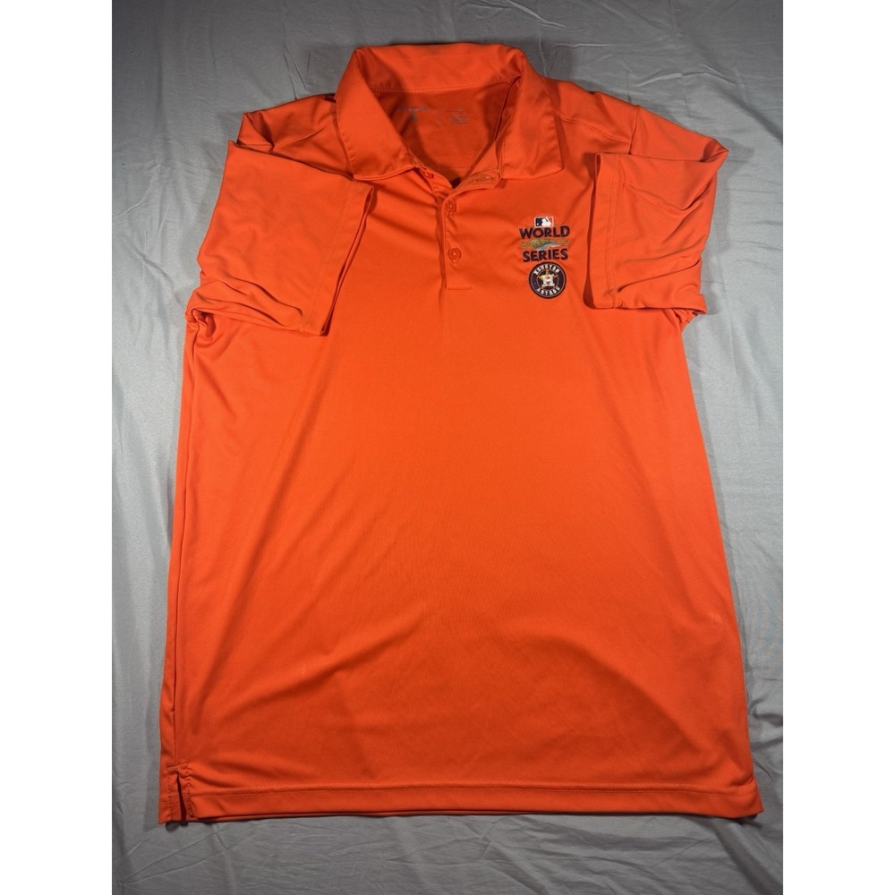 Antigua Men's Houston Astros 2022 World Series Orange Short Sleeve Polo Size L